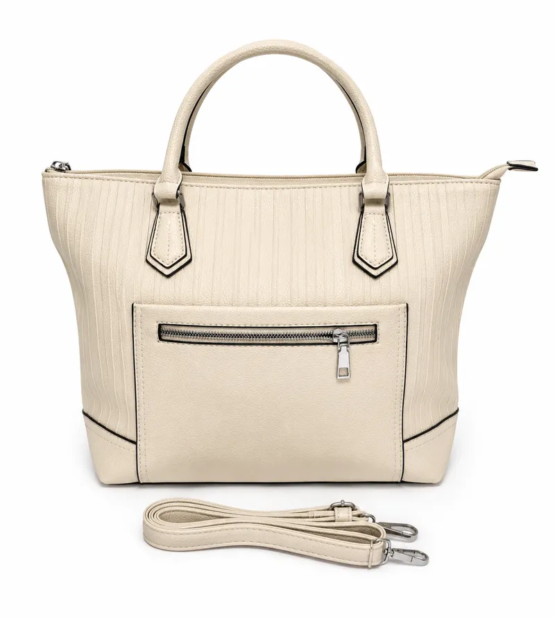 Cartera Bolso Tote Cierre Frontal Arena, color arena