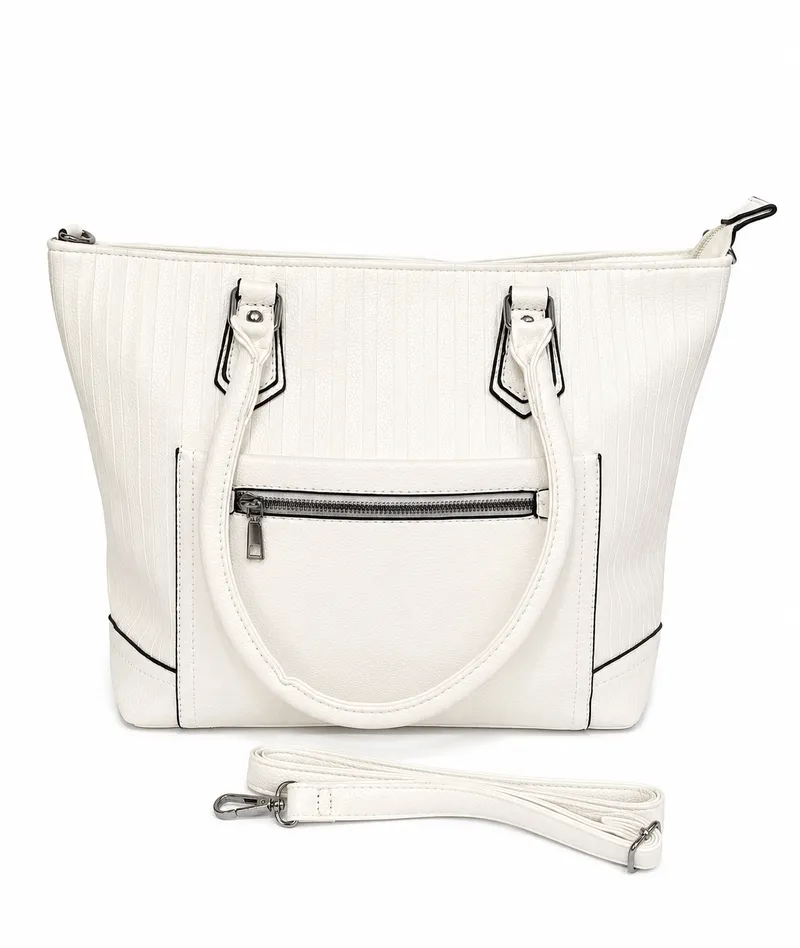 Cartera Bolso Tote Cierre Frontal Blanco, color blanco