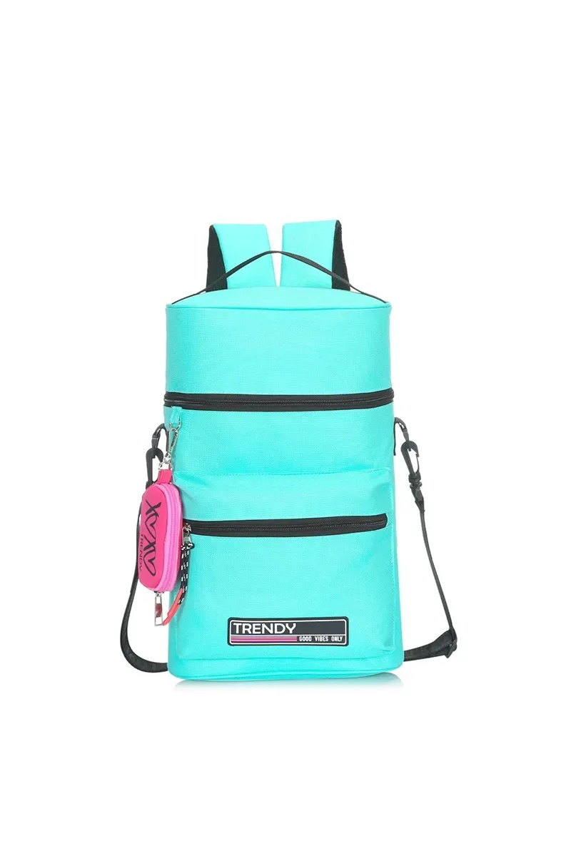 Mochila Matera Nylon Multicierres Verde Agua, color verde agua