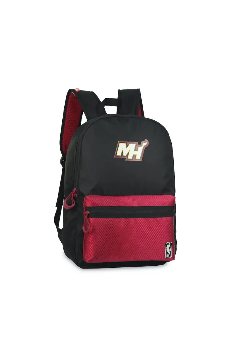 Mochila Miami Heat Nba Negro Rojo, color negro
