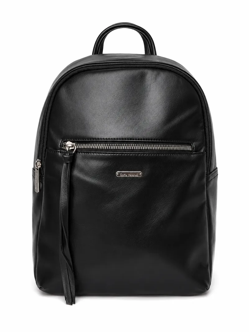 Mochila Urbana Lisa Cierre Frontal Negro, color negro