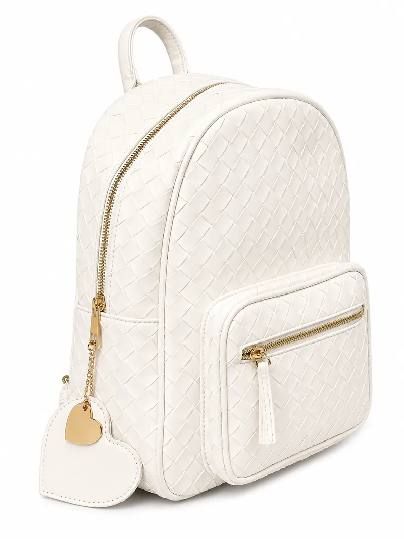 Mochila Urbana Llavero Corazon Blanco, color blanco