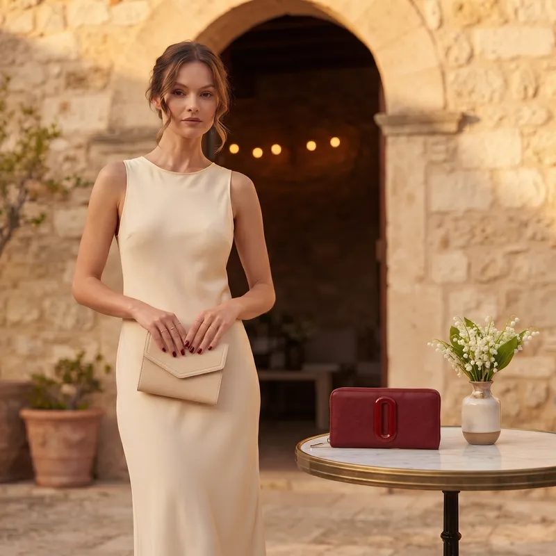 Look de inspiración Amapola con cartera y billetera